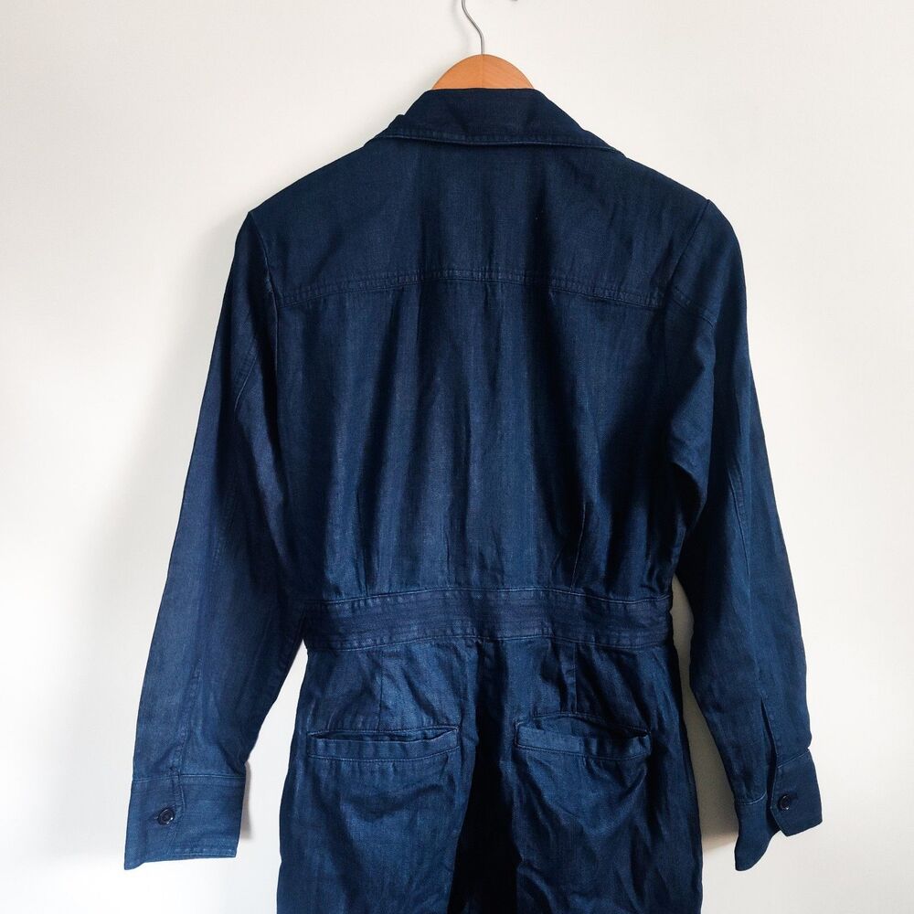 New Banana Republic Jumpsuit Size 6 Denim Wrap Top Dark Blue Long Sleeve NWOT - Picture 10 of 15